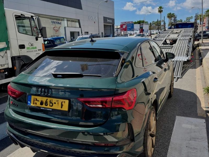 Recovered Audi RS Q3 prepared for cross-border transport in Spain